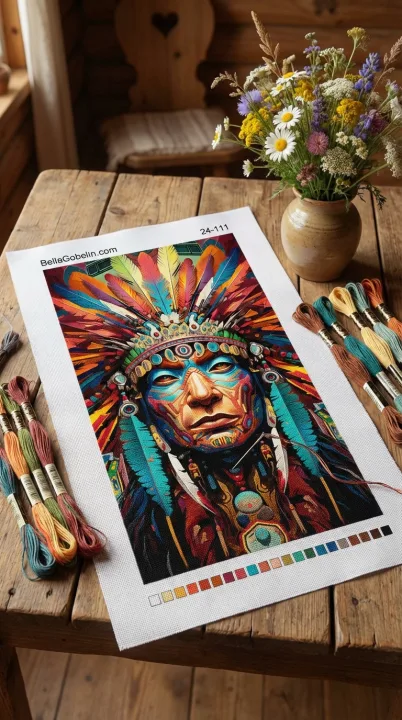 Kolorowa głowa Indianina