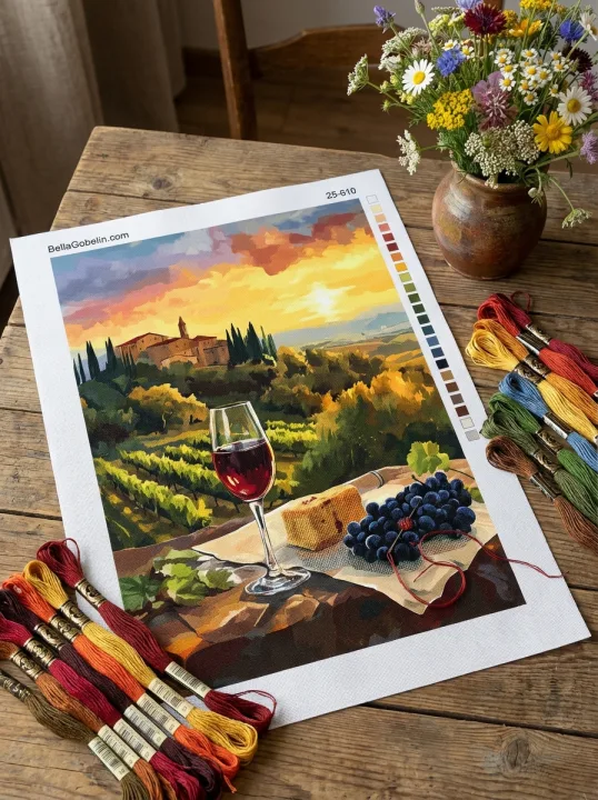 Zachód słońca, Toskania, Chianti, Wino