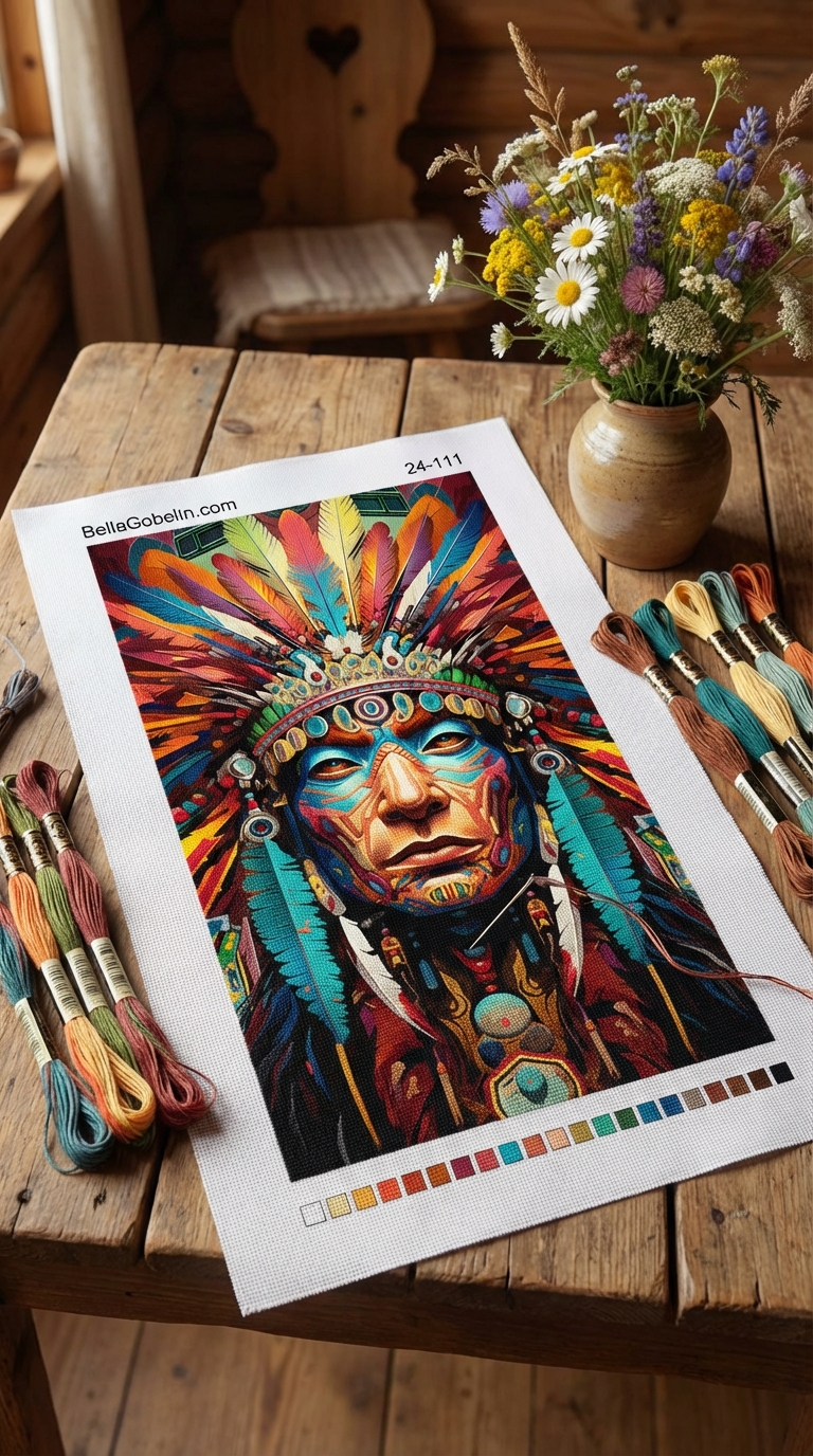 Kolorowa głowa Indianina