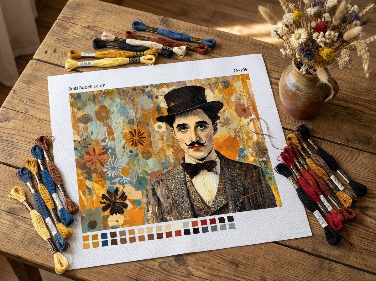 Portret Chaplina w stylu Klimta – 25-109