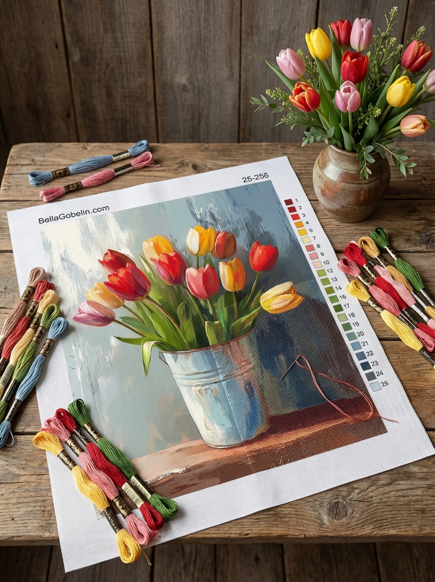 Tulipany w wiadrze