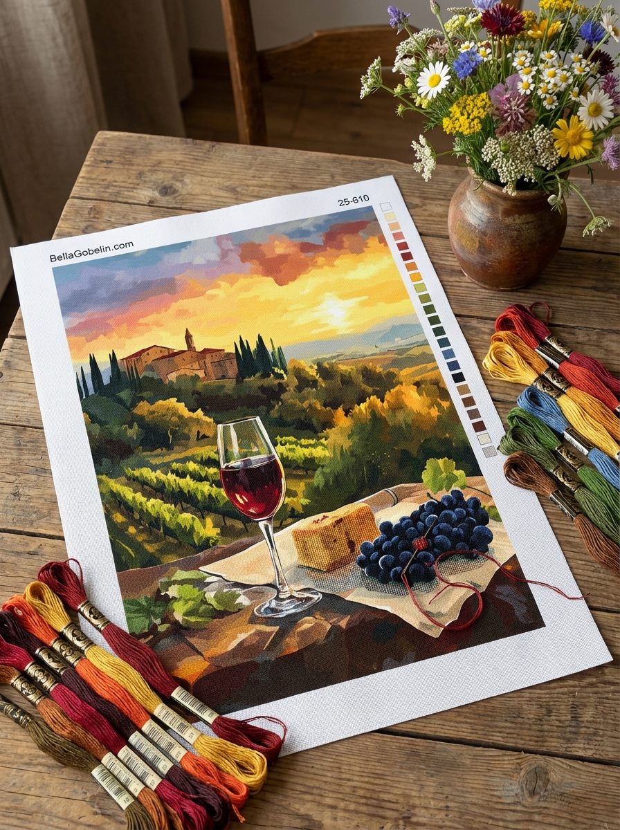 Zachód słońca, Toskania, Chianti, Wino