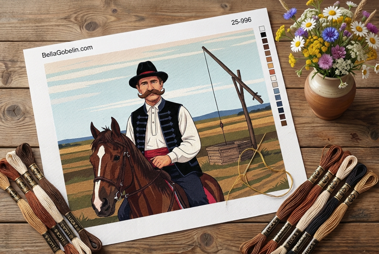 Portret kowboja w technice gobelin-tapestry – 25-996