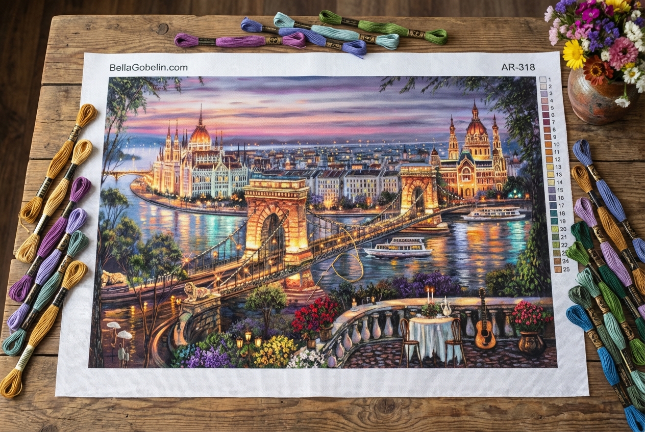 Panorama Budapesztu z Łańcuchem Mostem