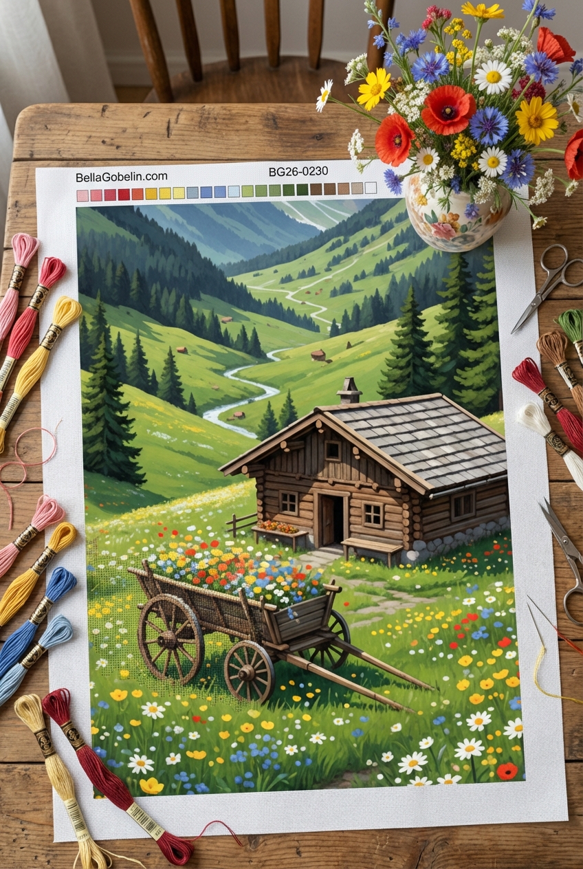 Alpejski krajobraz z kwiecistą łąką – BG26-0230