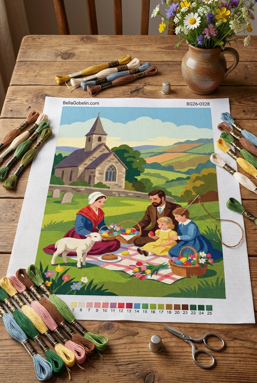 Piknik wielkanocny na łące