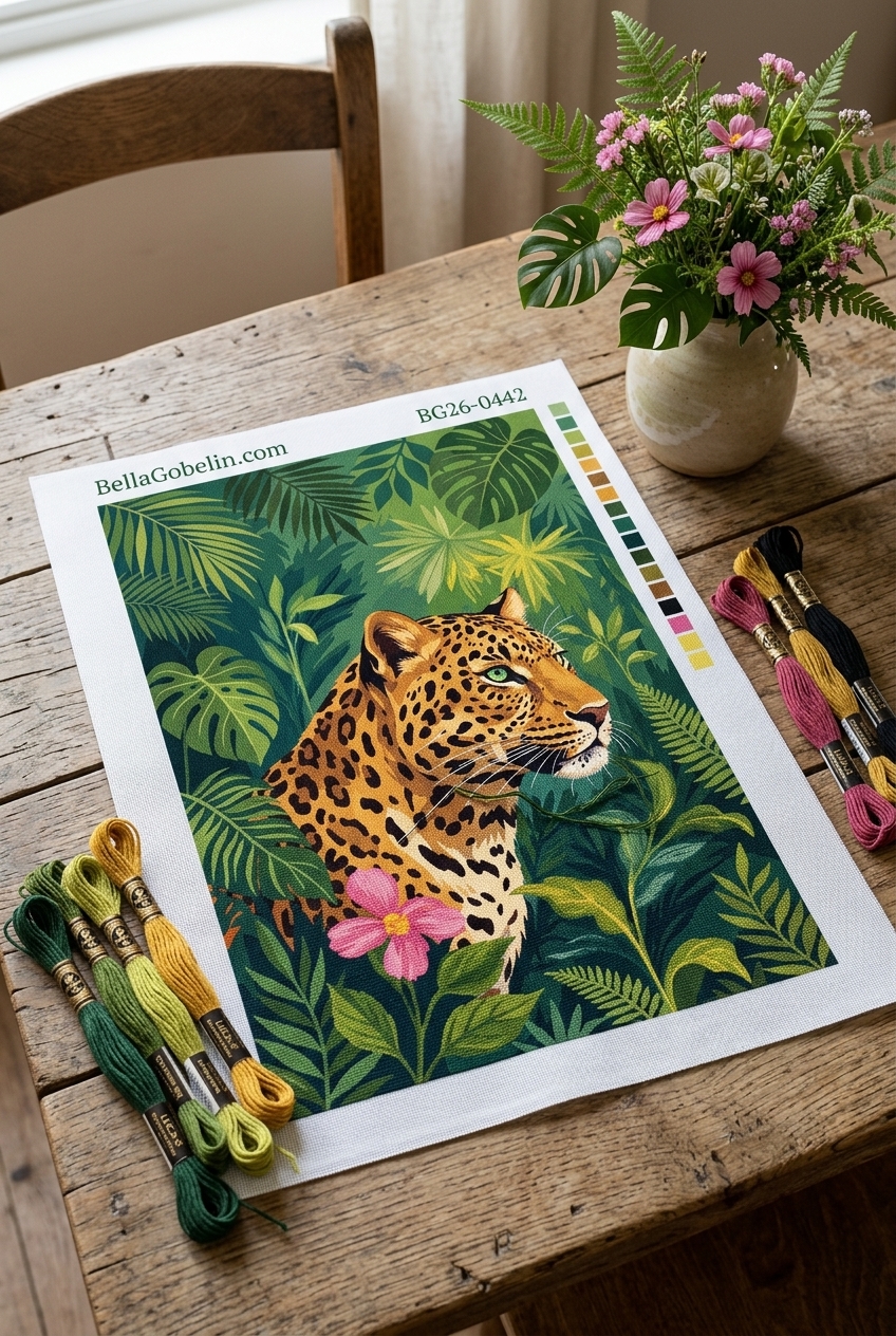Leopard w dżungli (haft)
