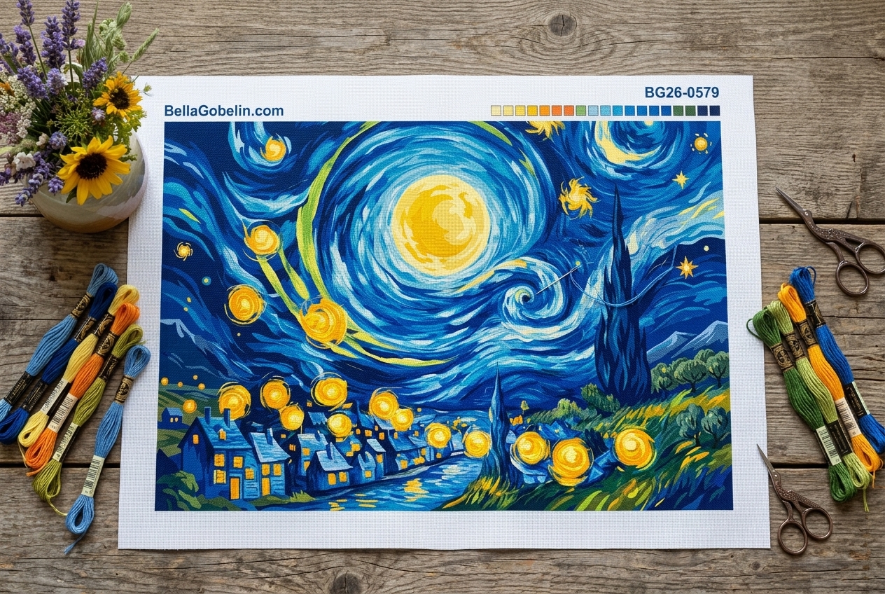 Vincent van Gogh - Csillagos éj gobelin replika