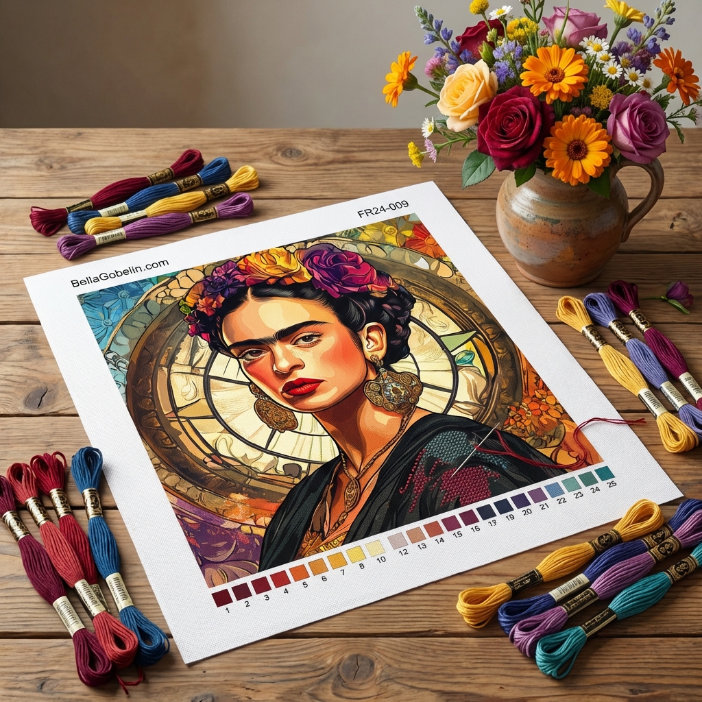 Portret Fridy Kahlo w stylu Alphonse'a Muchy – FR24-009