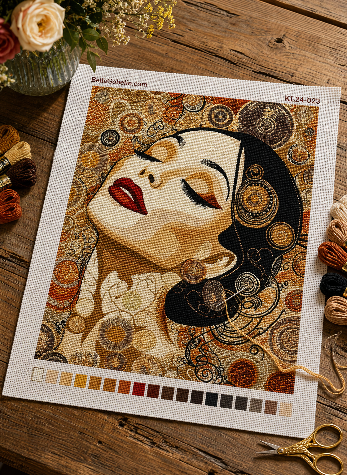 Portret Coco Chanel w stylu Klimta