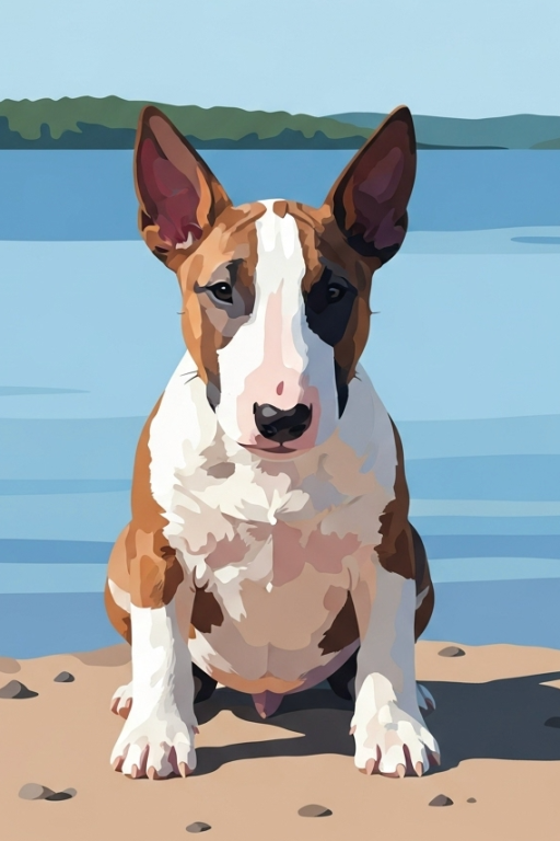 Kutyaportrék - Bullterrier a tónál