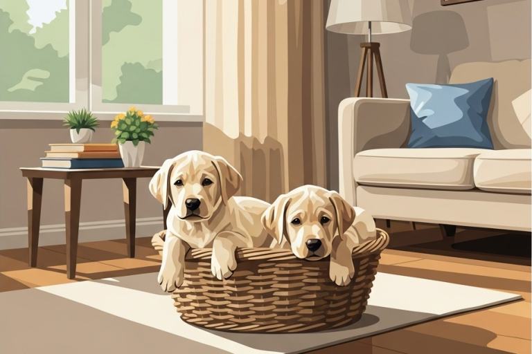 Labrador kölykök a nappaliban – 25-927