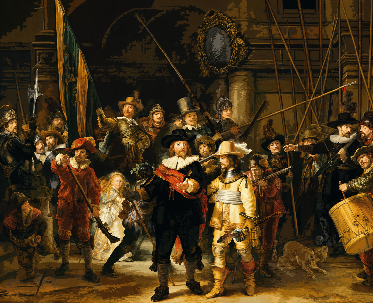 Rembrandt: Éjjeli őrjárat gobelin gobelin