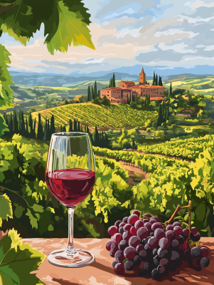 Cudowny krajobraz w Toskanii, Chianti, Wino