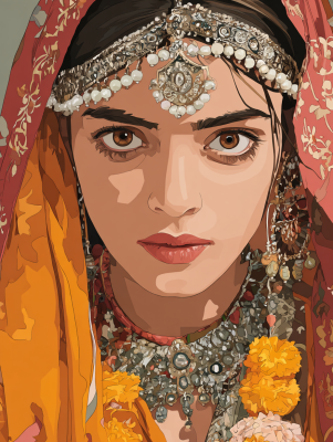 Indyjska portret gobelinowy