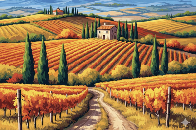 Chianti jesienna krajobraz z gobelin-tapestry