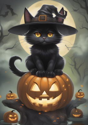 Halloween kotek