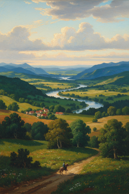 Idylliczny krajobraz z rzeką