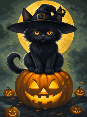 Straszny Halloweenowy Kot