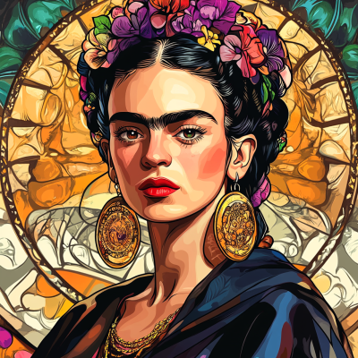 Portret Fridy Kahlo w stylu Alphonse'a Muchy – FR24-008