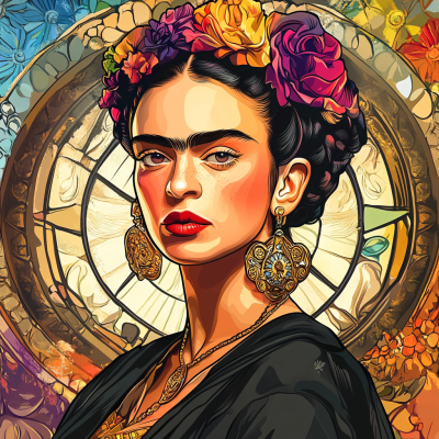 Portret Fridy Kahlo w stylu Alphonse'a Muchy – FR24-009