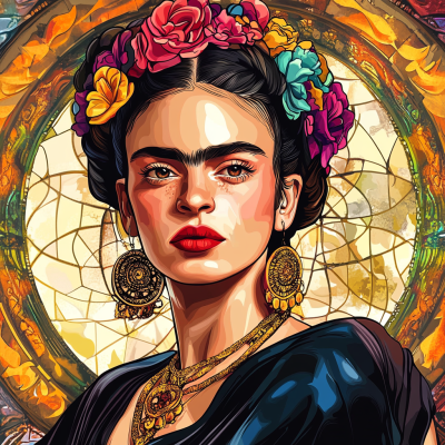 Portret Fridy Kahlo w stylu Alphonse'a Muchy – FR24-015