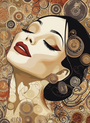 Portret Coco Chanel w stylu Klimta