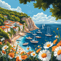 Medyterranean bay with flowers – 25-419