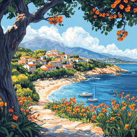 Medyterranean bay with flowers – 25-421
