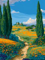 Toscania z żółtymi kwiatami