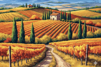 Chianti jesienna krajobraz z gobelin-tapestry