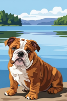 Portret angielskiego buldoga na gobelin-tapiserii – 25-873