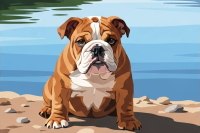 Buldog angielski nad jeziorem – 25-952