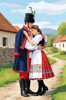 Romantyka dawnych czasów - młodzieniec huzarski i jego ukochana