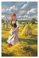 Dziewczyna żniwiarka na polu