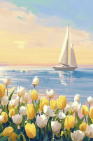 Żeglarskie tulipany z gobelinem treserowym