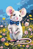 Elegáns kisegér virágos mezőn (gobelin)