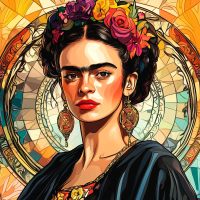 Portret Fridy Kahlo w stylu Alphonse