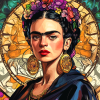 Portret Fridy Kahlo w stylu Alphonse