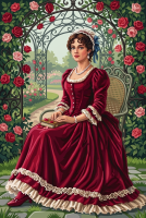 Dama w różanej altanie (haft)