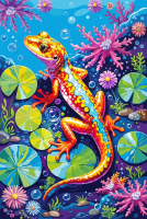 Kolorowa salamandra w wodzie